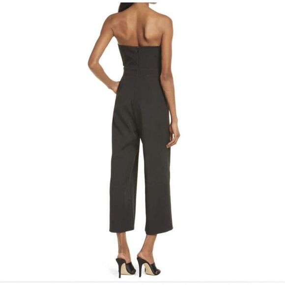 NWT Lulus Won a Heart Strapless Wide Leg Jumpsuit  Size S in Black - Picture 2 of 8